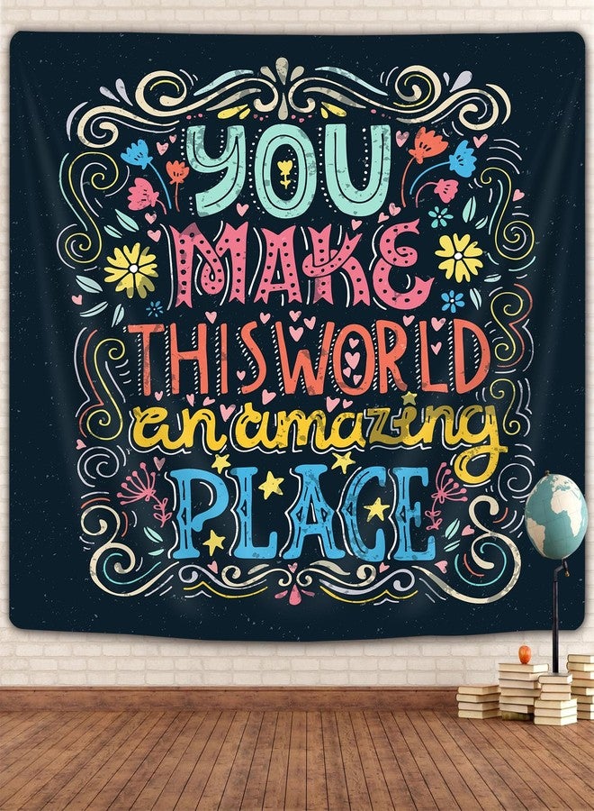iTapnoom Inspirational Word Tapestry Wall Hanging for Teacher Students, You Make this World an Amazing Place Romantic Love Quote Design Wall Decor Tapestries for Classroom Office Dorm - Image 1